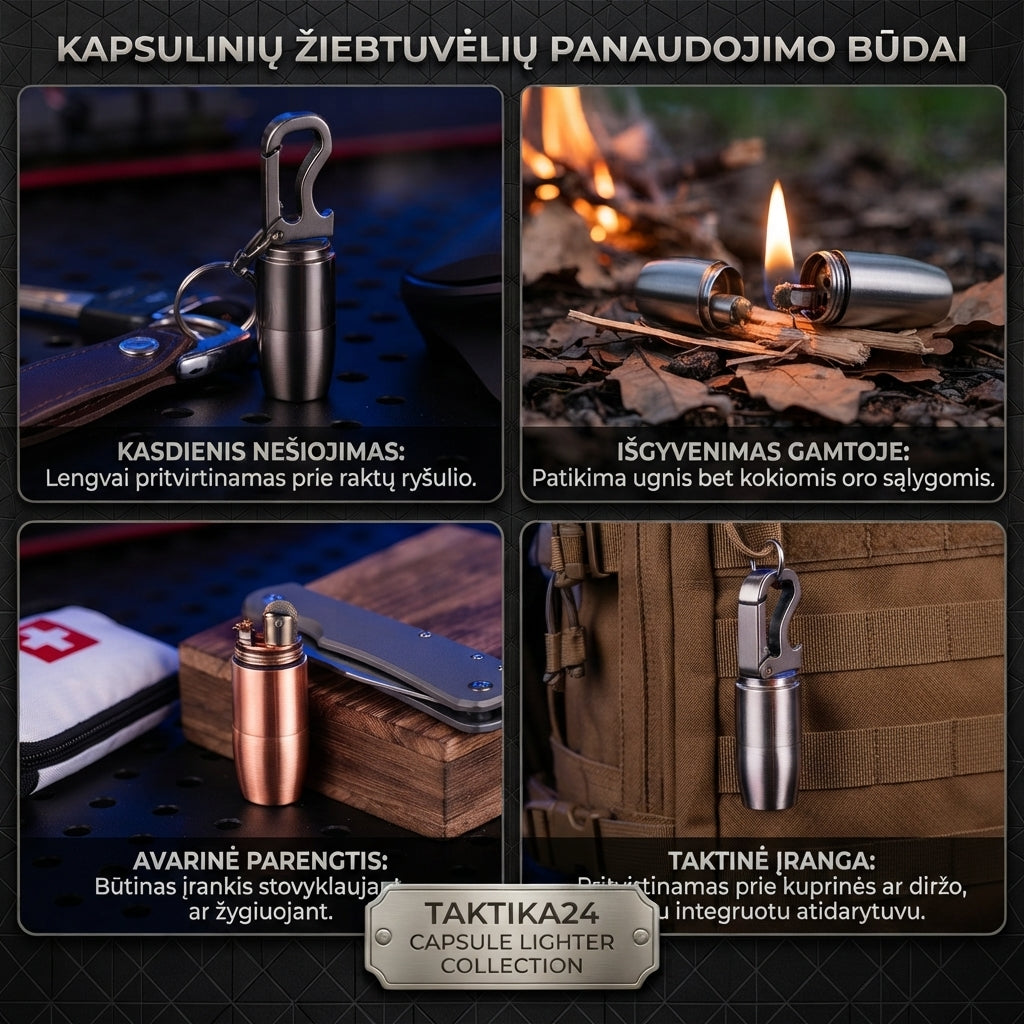 EDC Metalinis Žiebtuvėlis – Magnetinis, su Butelių Atidarytuvu ir Raktų Pakabuku
