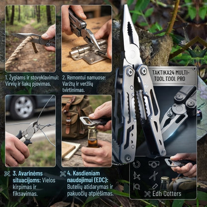 EDC Multitool – Daugiafunkcis Įrankis su Replėmis ir Peiliuku taktika24