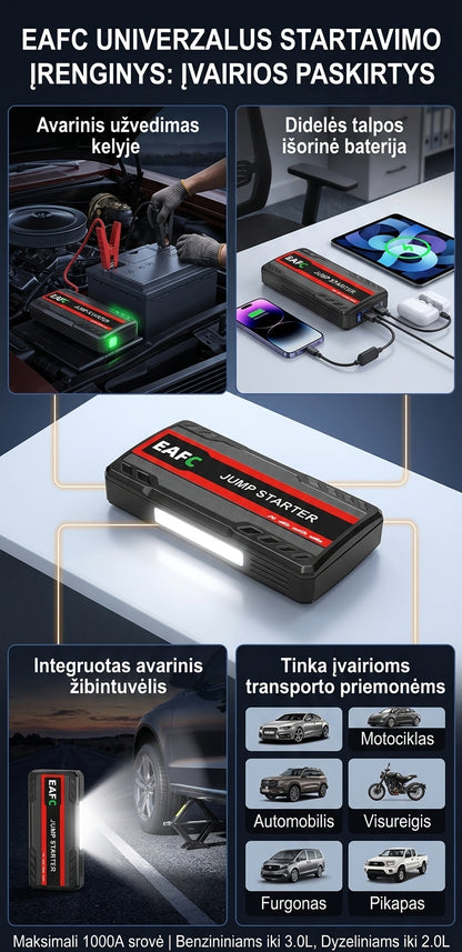 Taktika24 EAFC 600A – Nešiojamas Automobilio Užvedėjas ir Išorinė Baterija