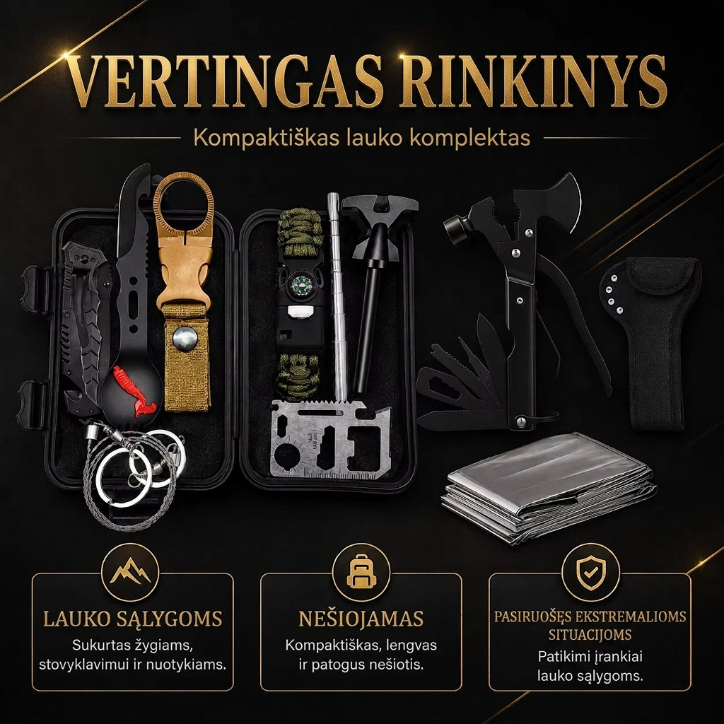 Avarinis EDC Išgyvenimo ir Daugiafunkcis Įrankių Rinkinys Taktika24