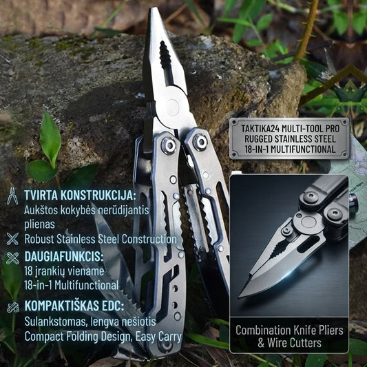 EDC Multitool – Daugiafunkcis Įrankis su Replėmis ir Peiliuku taktika24