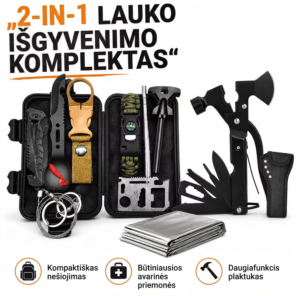 Avarinis EDC Išgyvenimo ir Daugiafunkcis Įrankių Rinkinys Taktika24