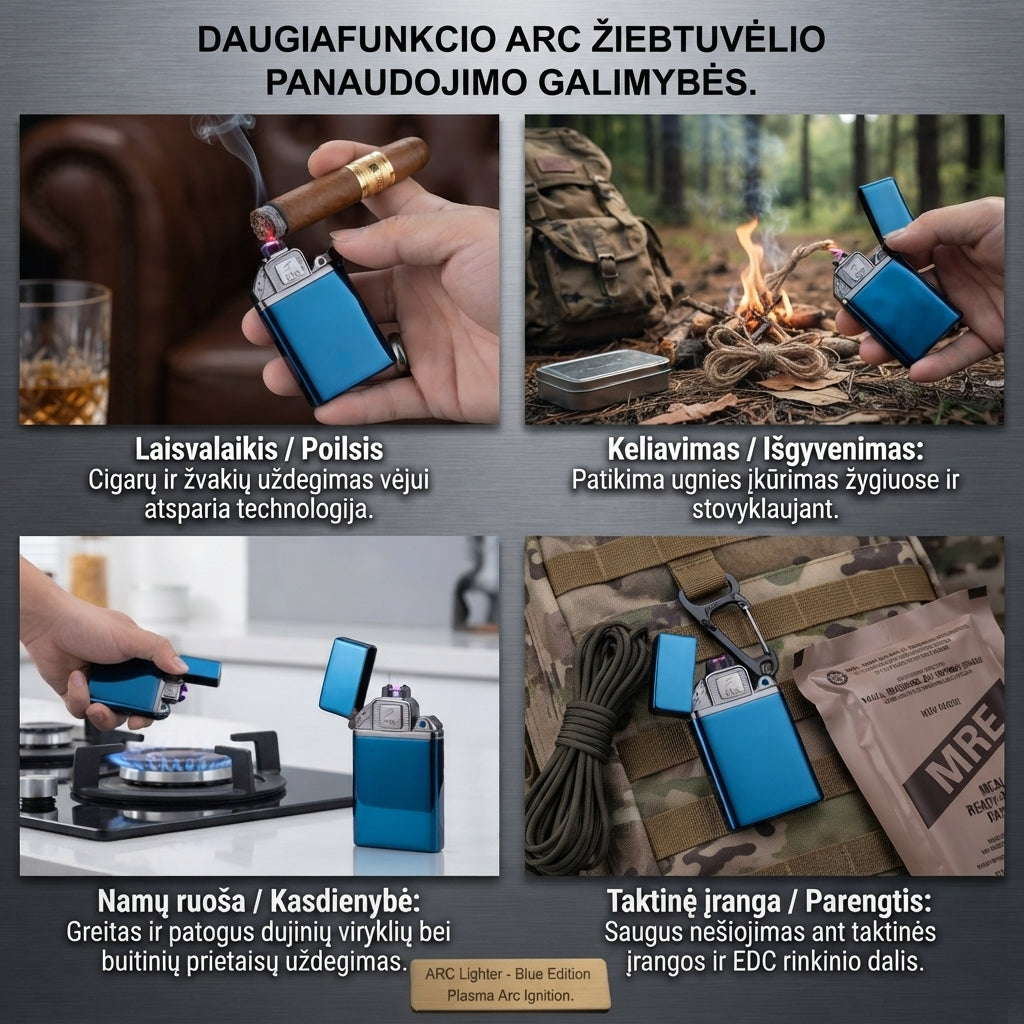 Vėjui atsparus USB plazminis žiebtuvėlis Taktika24