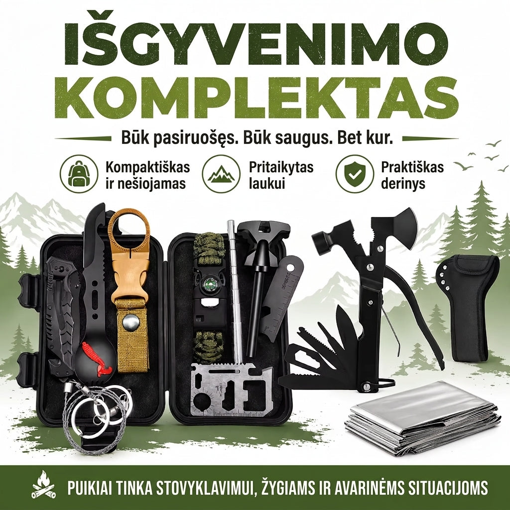 Avarinis EDC Išgyvenimo ir Daugiafunkcis Įrankių Rinkinys Taktika24